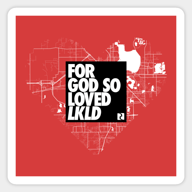 Lakeland Map For God So Loved LKLD BW Sticker by DreamCenterLKLD